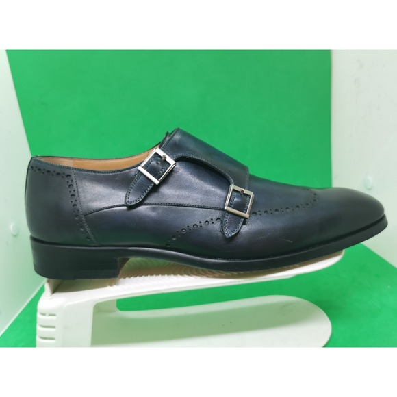 Magnanni Monk Strap Buckle Dress Shoes Leather Formal Blue Black Mens 8.5 M main image 6